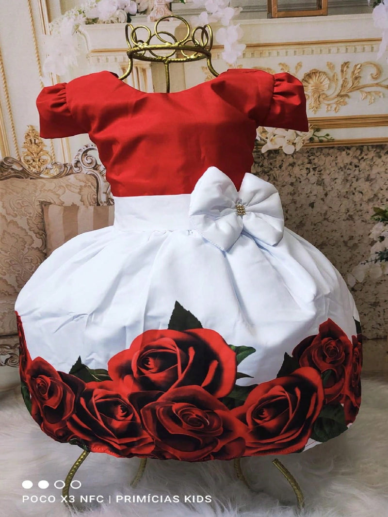 Vestido Floral Luxo Com Saiote Tule Rodado Para Festa Lojas LaFamília